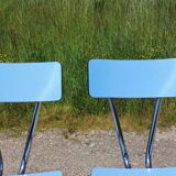 Pair of chairs in blue formica - vintage