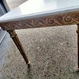Coffee table gilded wood old marble top side table