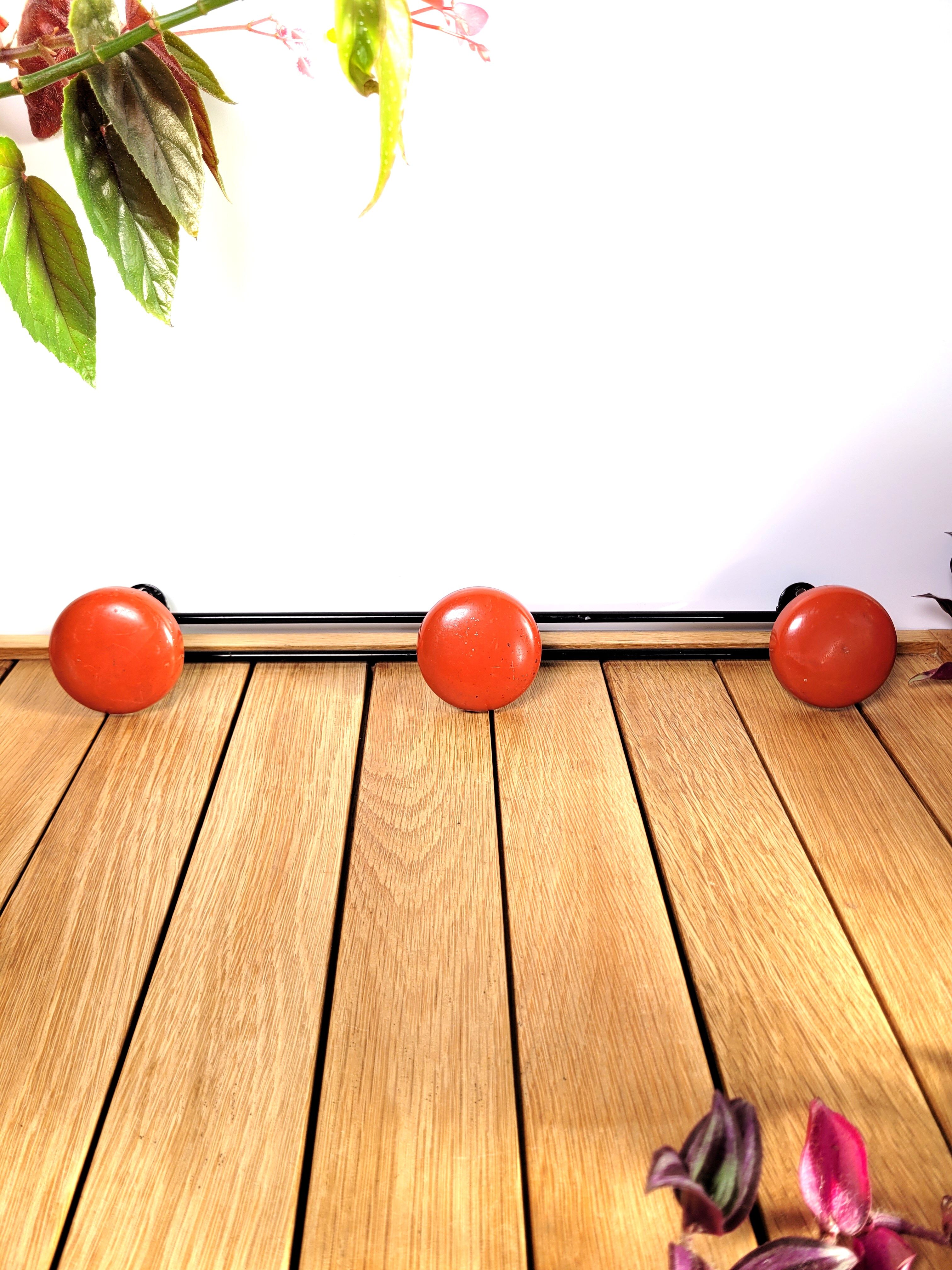 Wall coat rack 3p red 1960