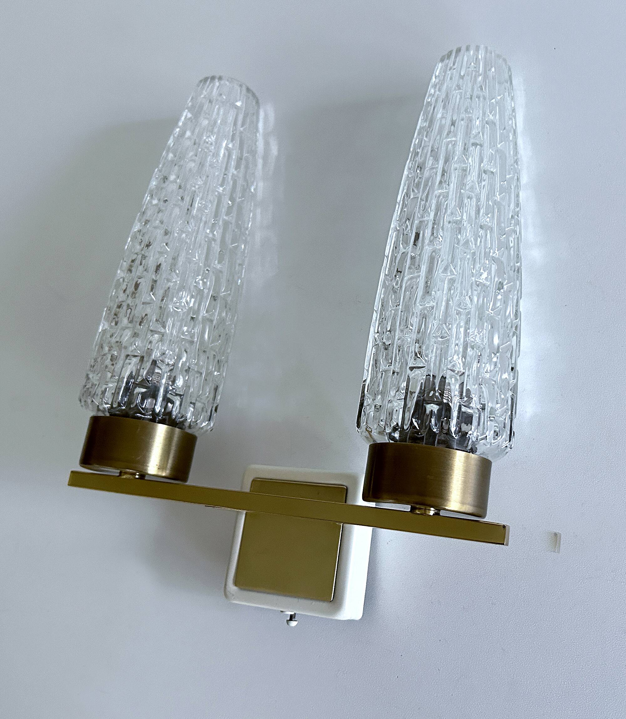 Vintage Glass & Brass Wall Light
