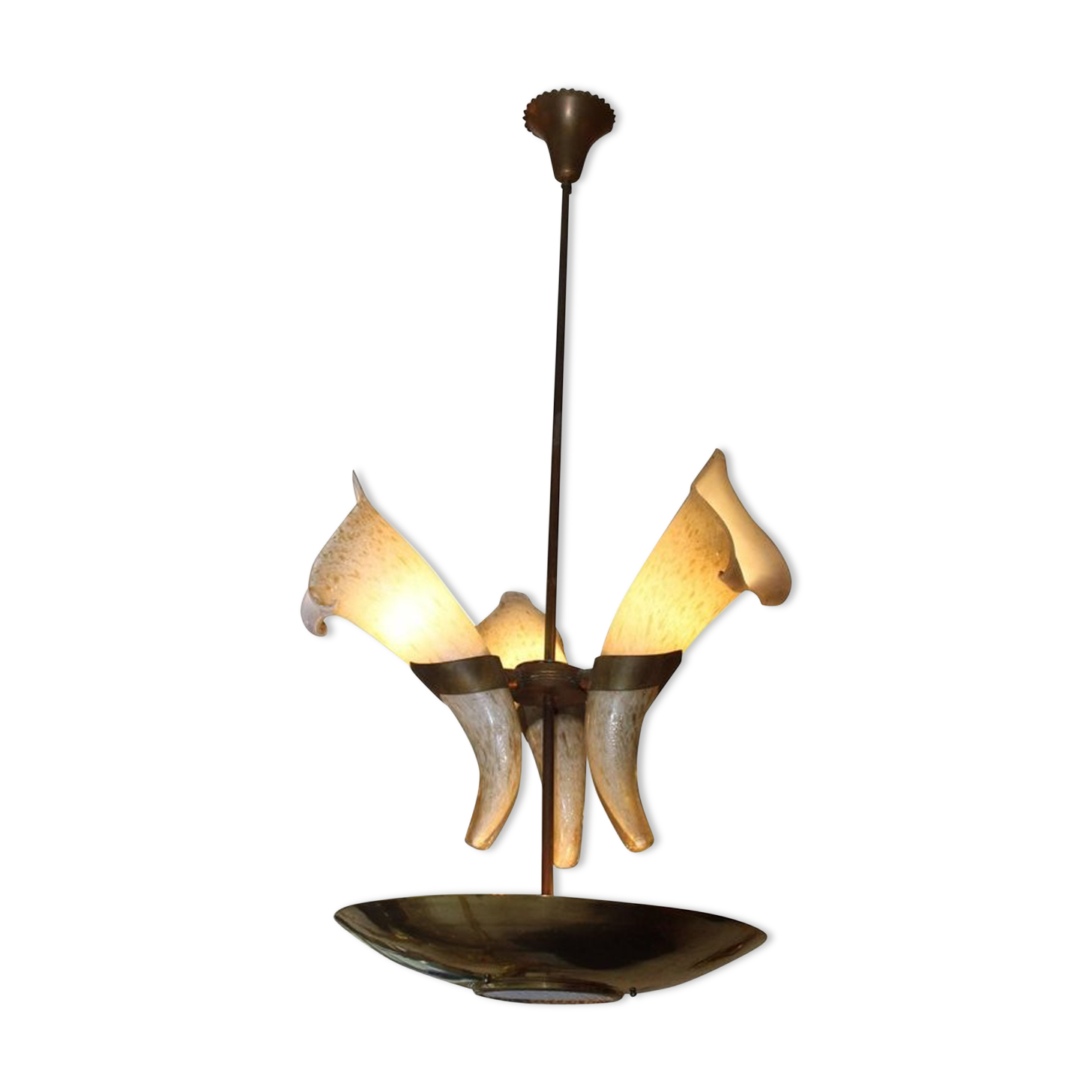 Italian chandelier with Cornucopias by Barovier Murano glass around 1960