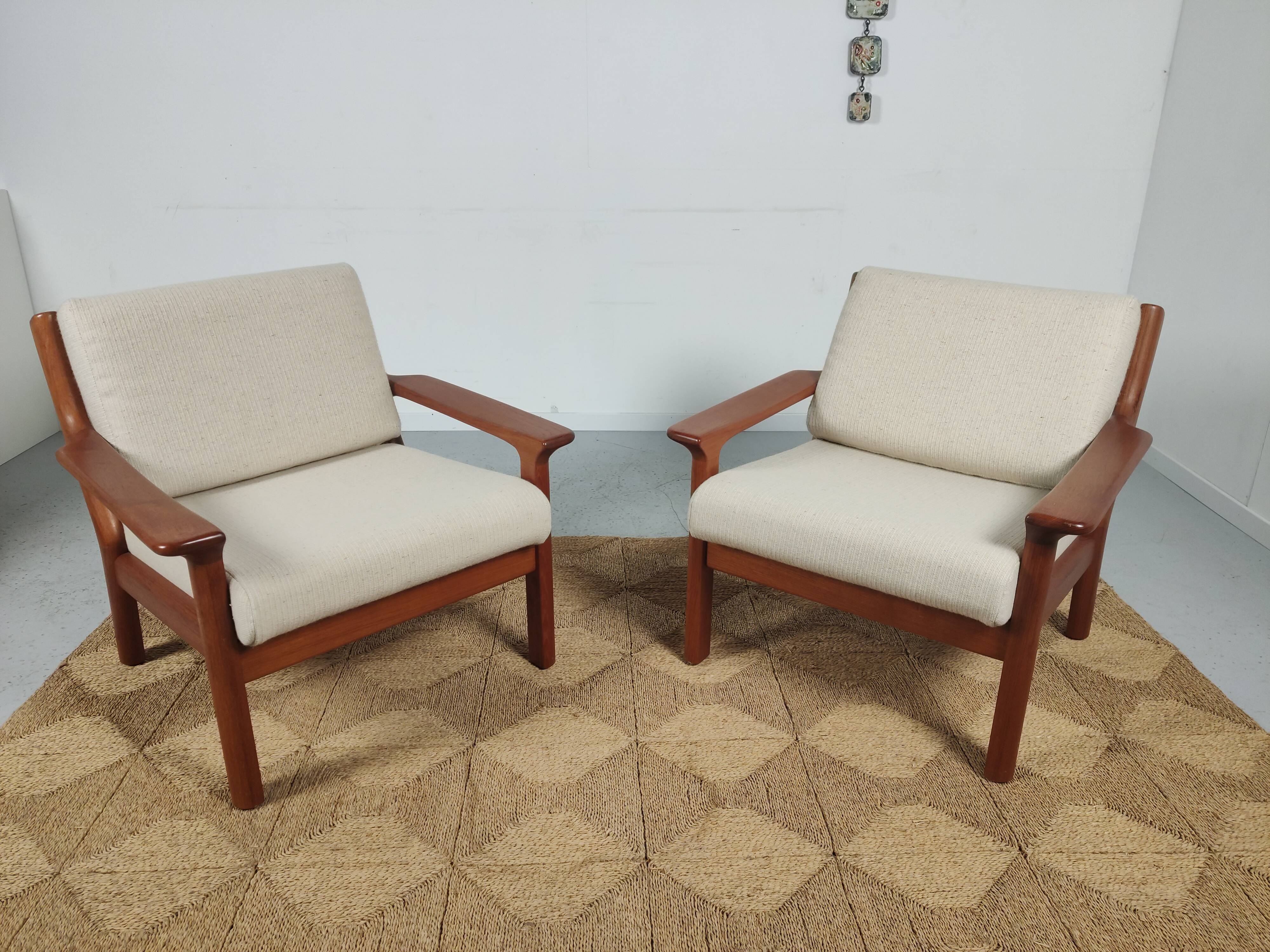 Pair of teak chairs Juul Kristensen for Glostrup Denmark 1960s