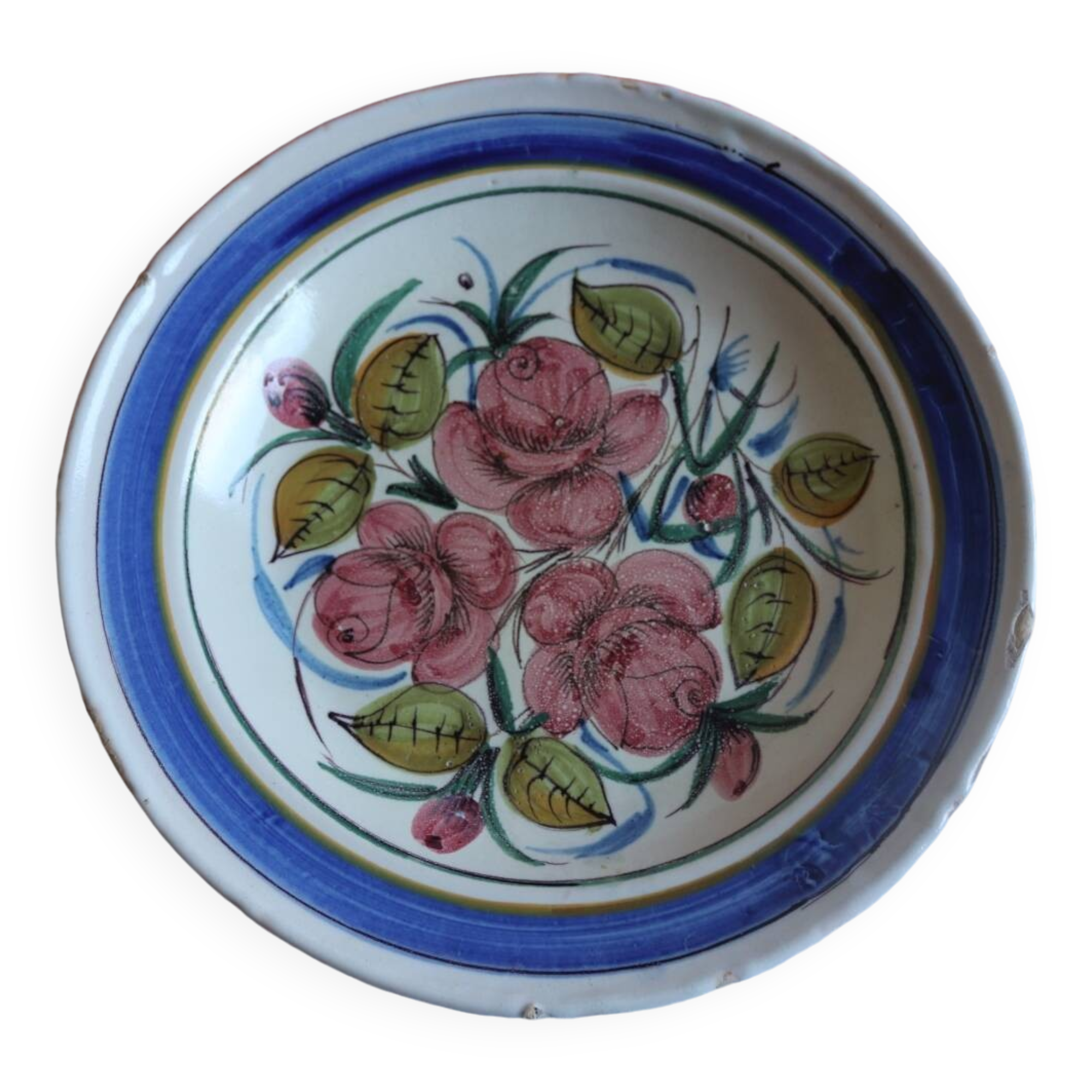 Large old ceramic and rose dish