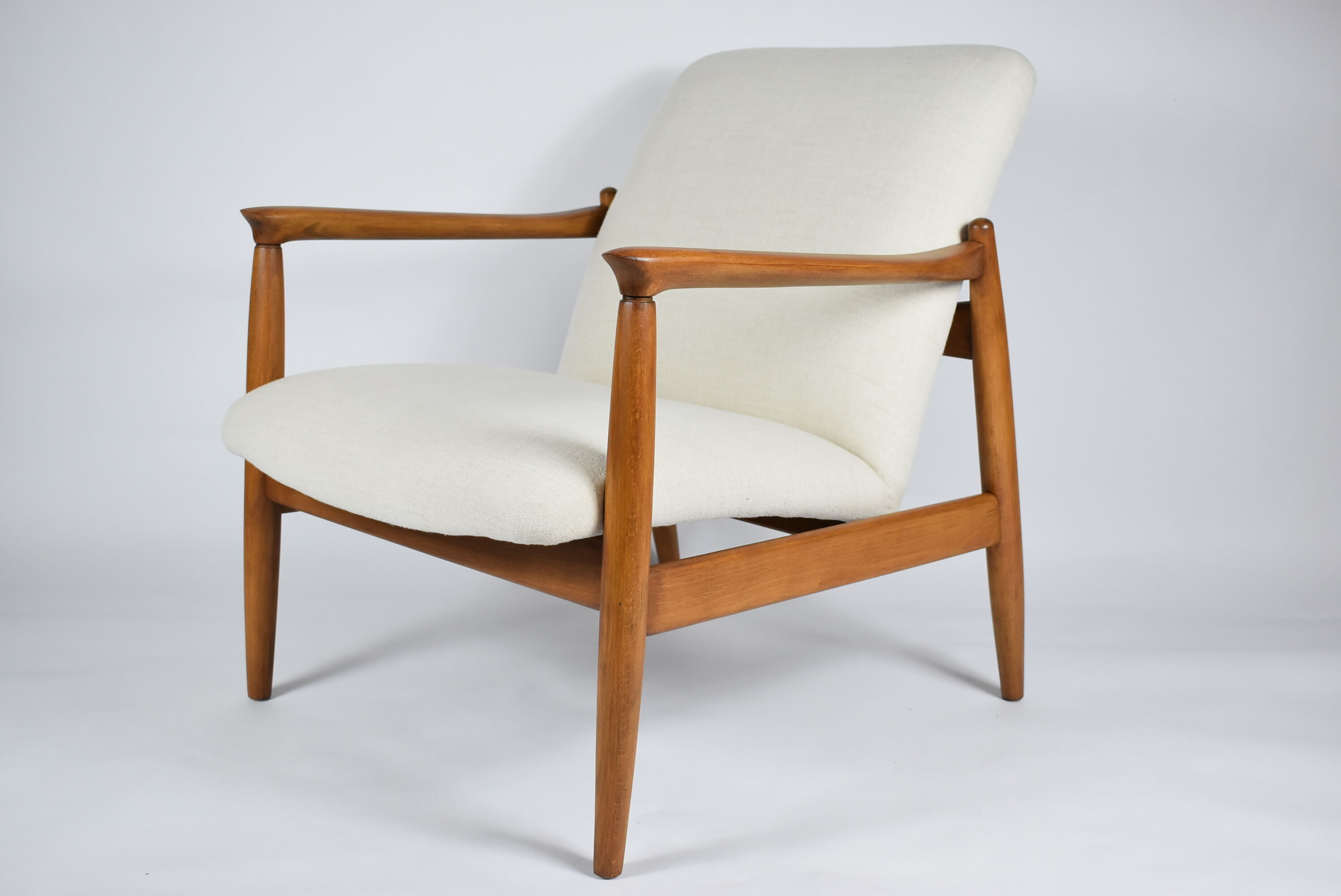 Polish icon, armchair model GFM-64, designed by E.Homa, 1960s, cream