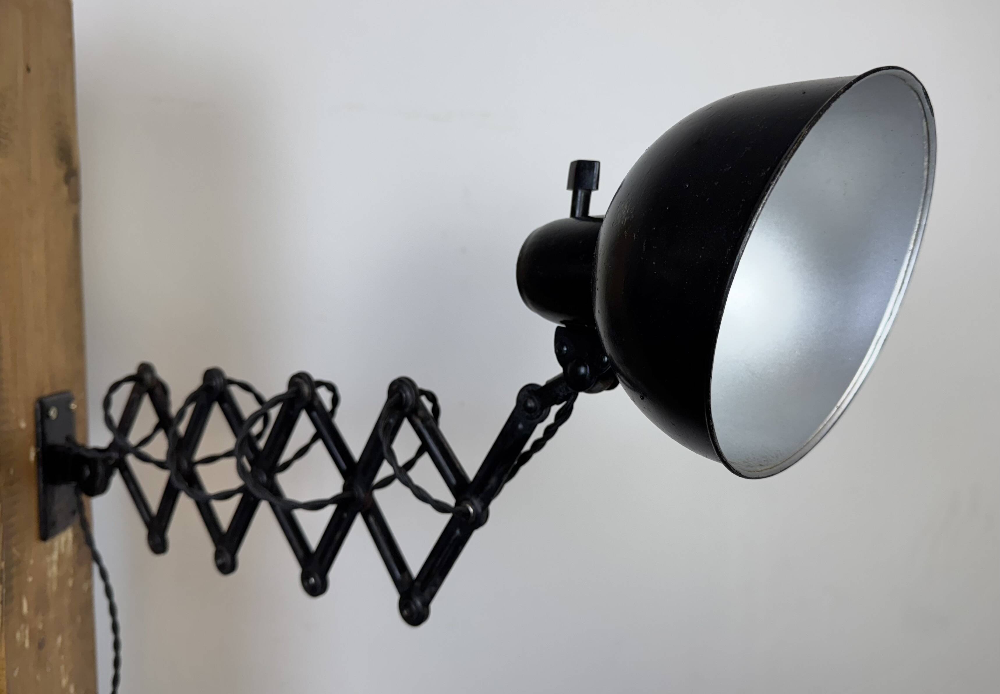 Black Industrial Bauhaus Scissor Wall Lamp from Kaiser Idell, 1930s