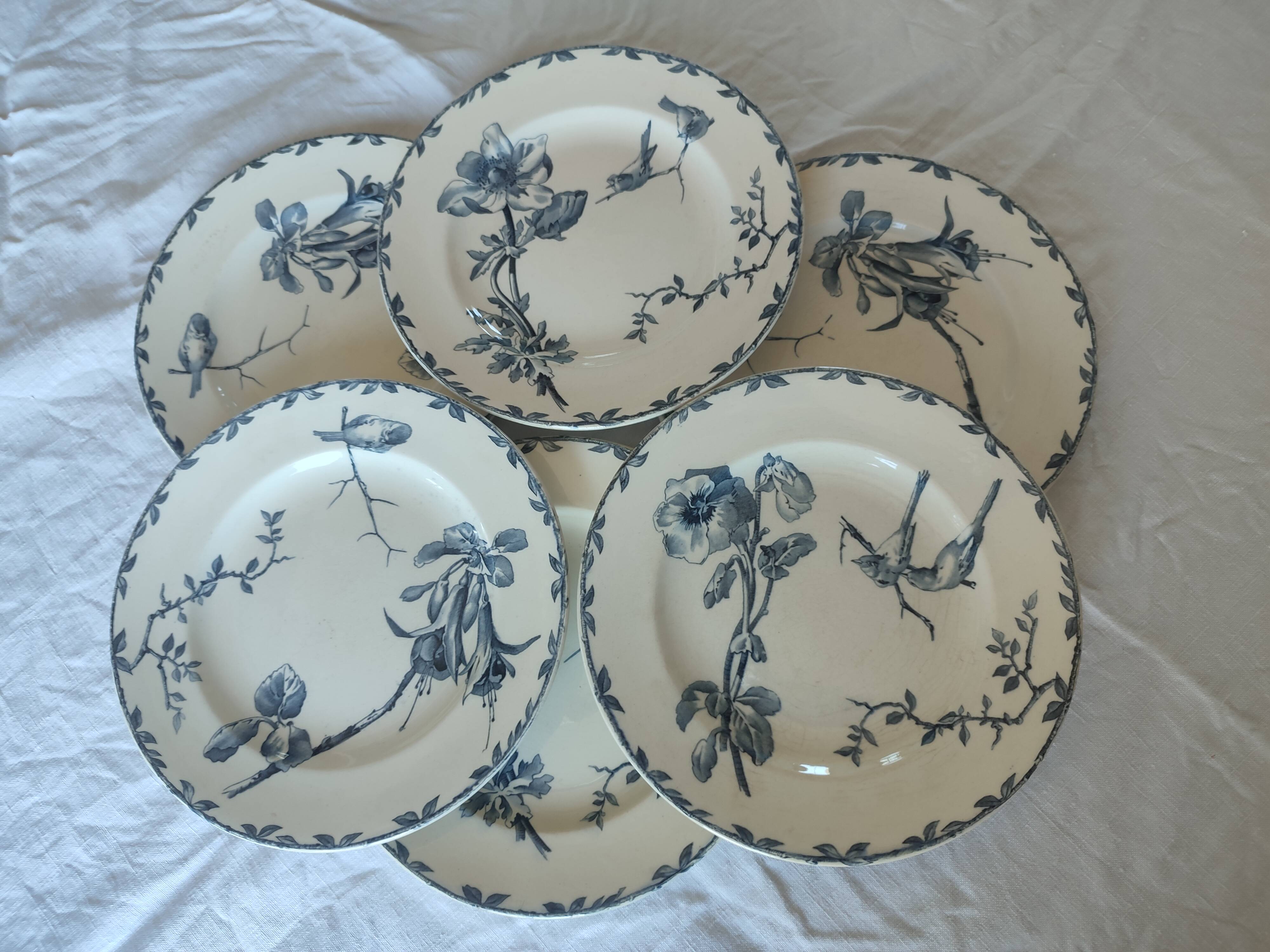 6 “Oxford” ironstone dessert plates from Choisy le Roi