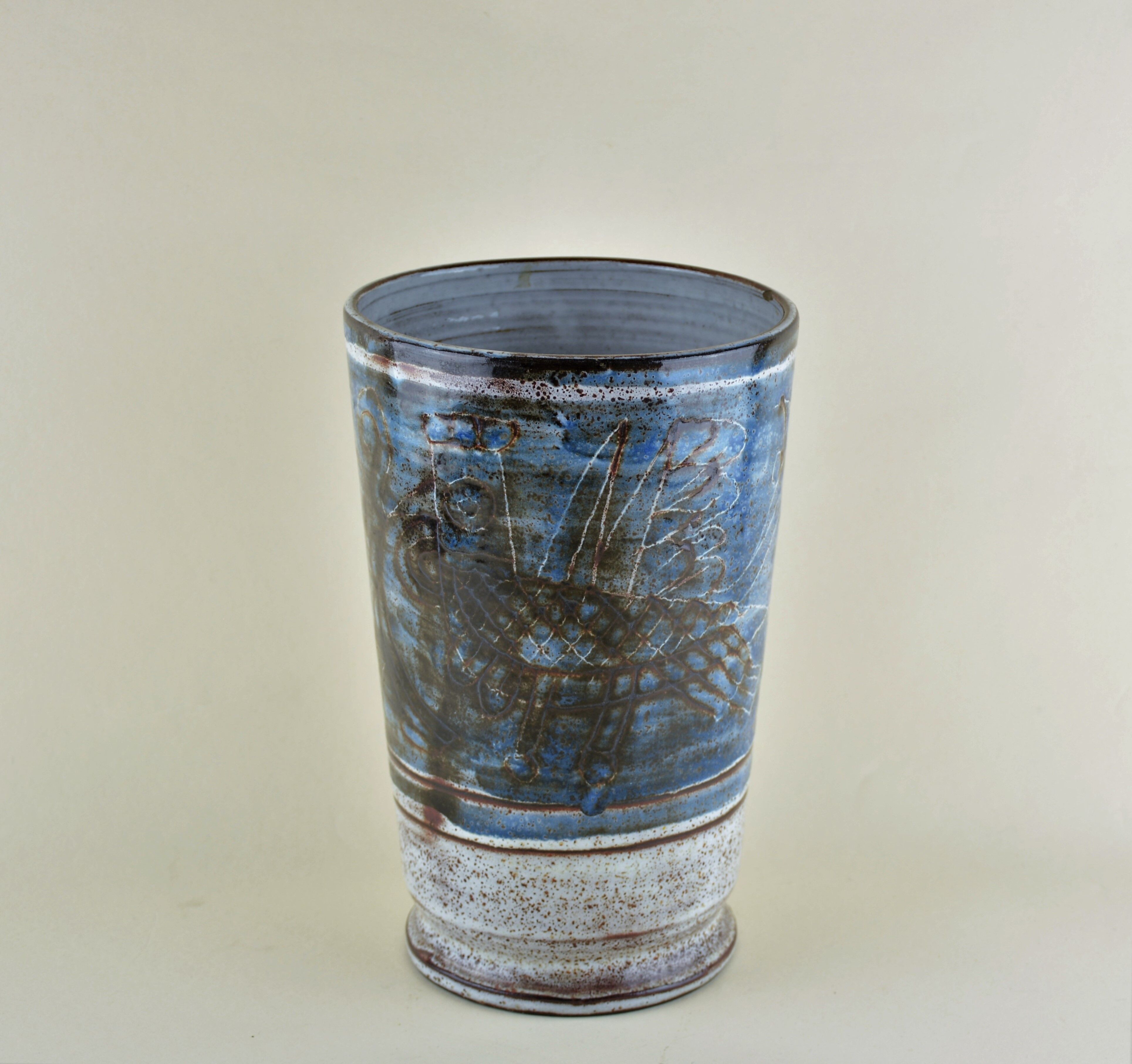 Vase bleu années 60