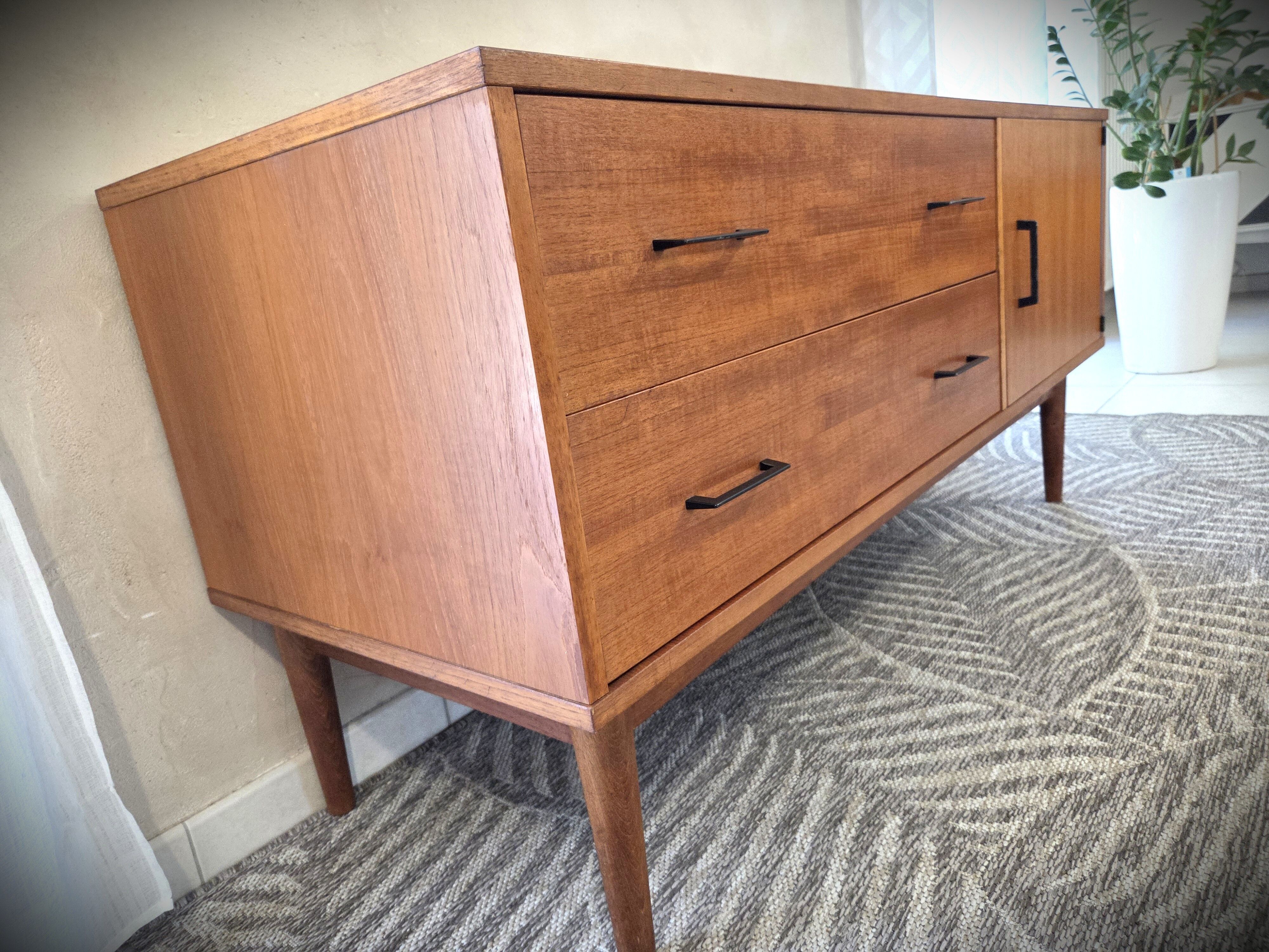 Low Scandinavian enfilade in teak, late 1960s.