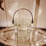 Vintage Crystal Ice Bucket with Metal Handle from the 70s