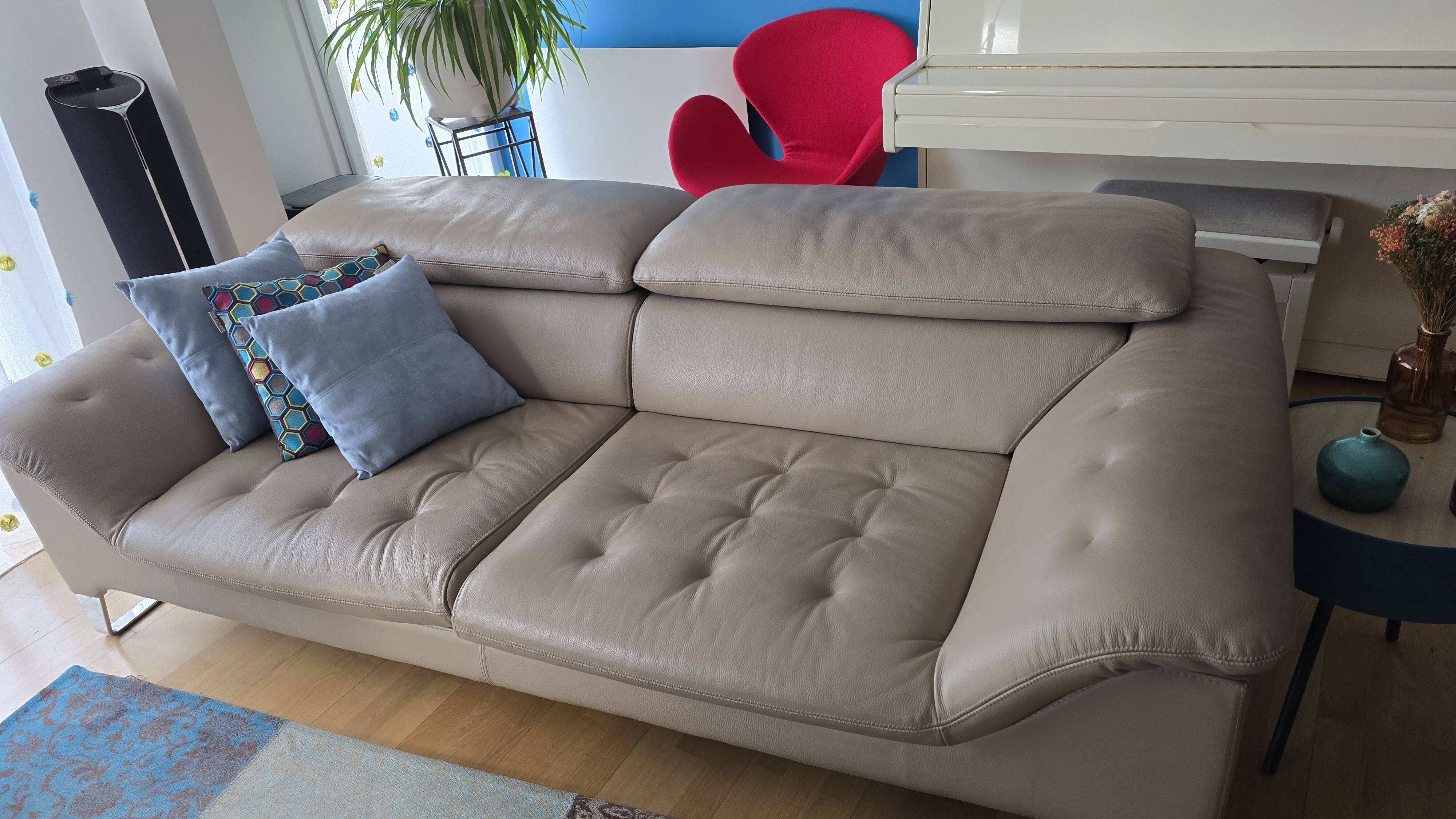 Roche Bobois leather living room set – 2 SCENARIO sofas + MOON armchair (2009)