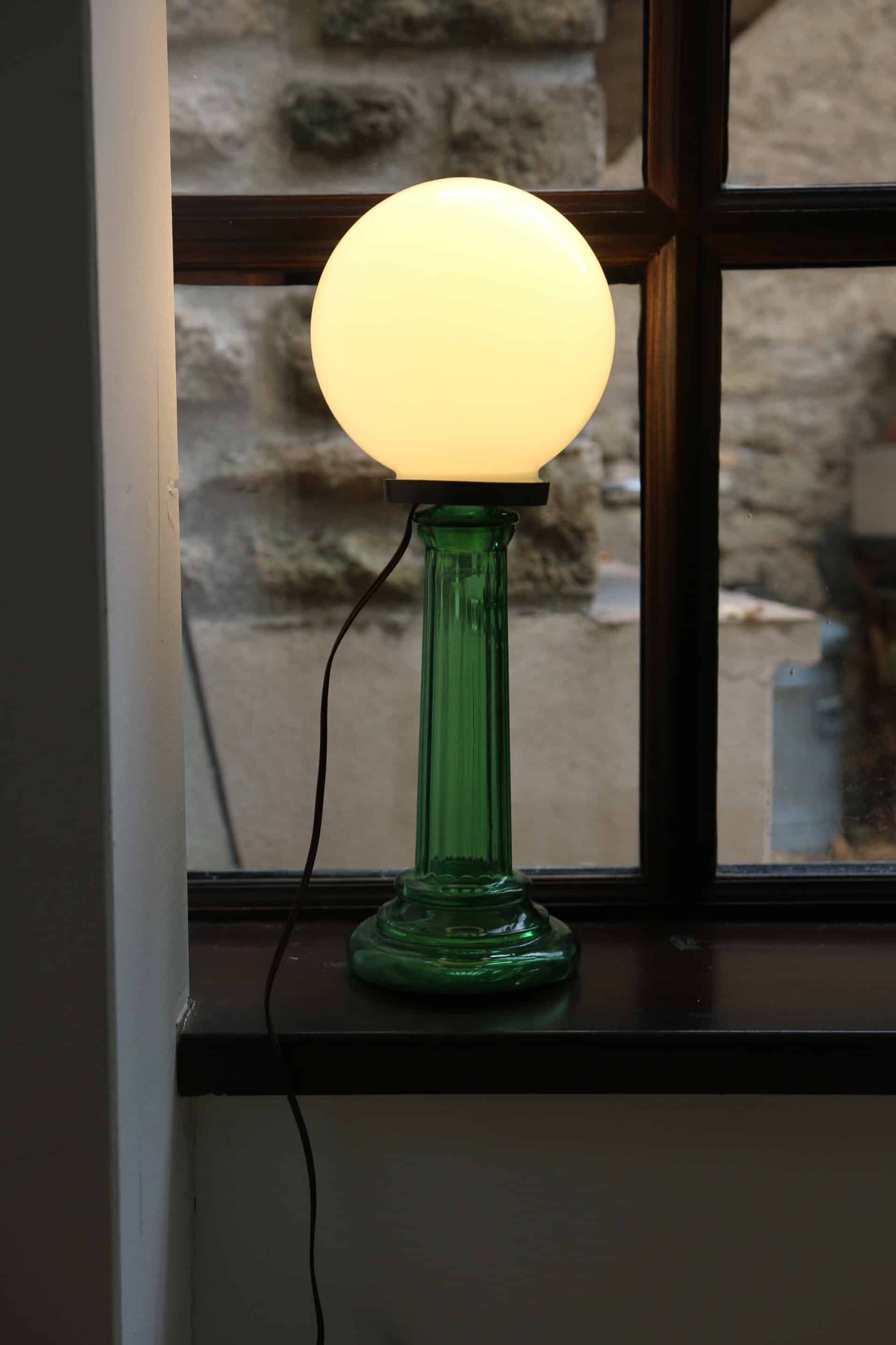 Upcycled opaline lamp