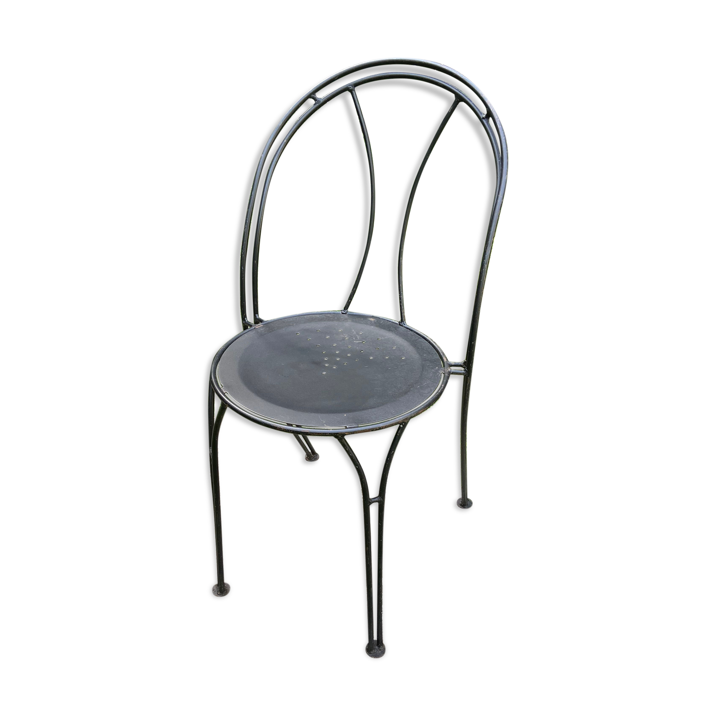 Black chair in vintage wrought iron 1980