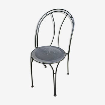 Black chair in vintage wrought iron 1980