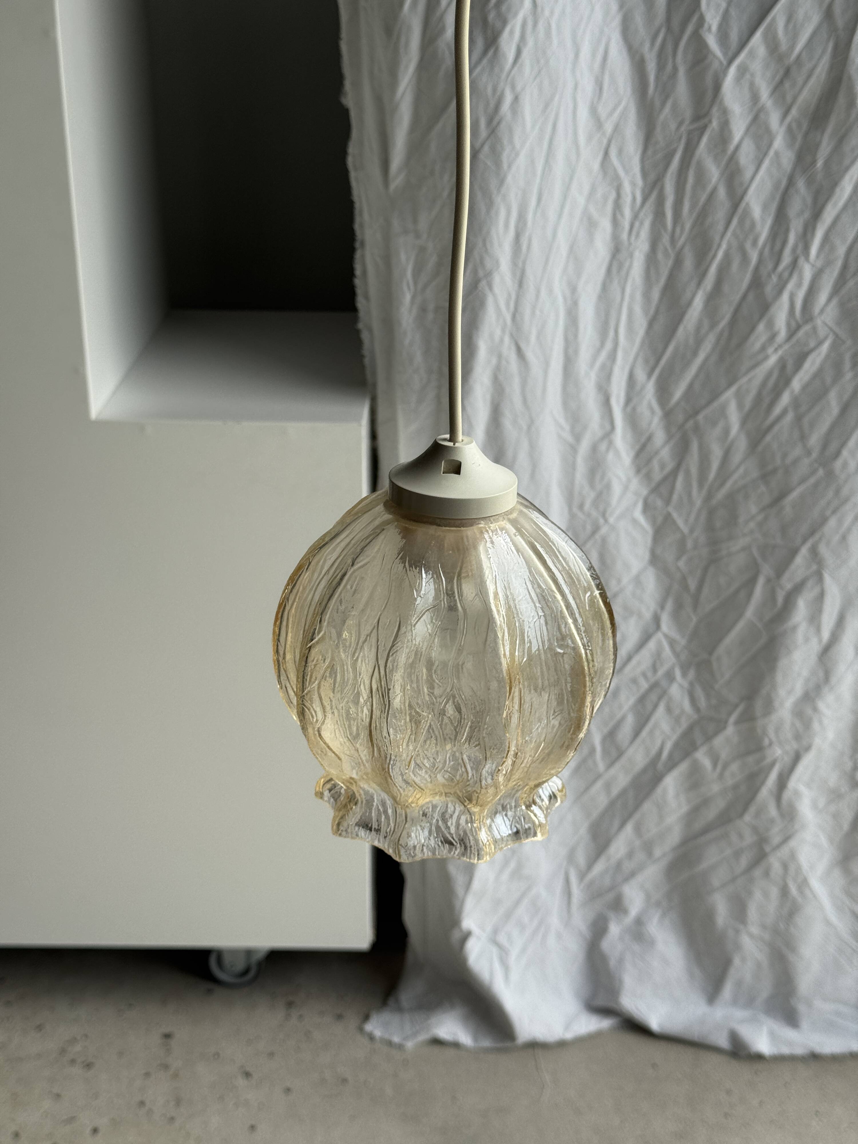 Suspension vintage en verre soufflé