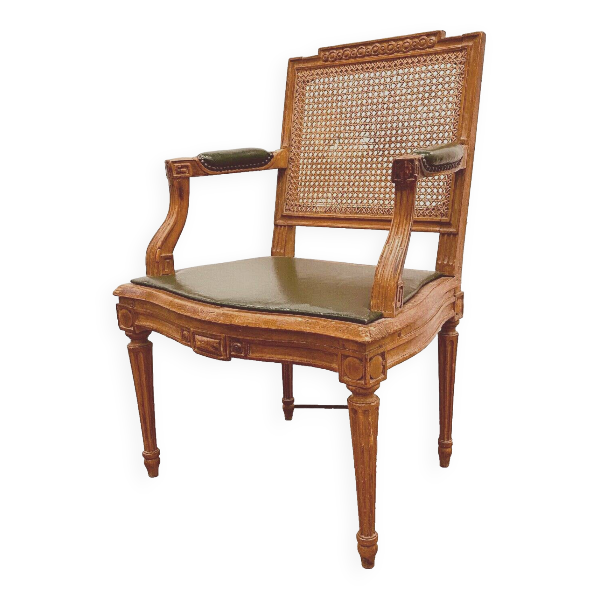 Louis XVI style office armchair in 19th century stained beech