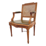 Fauteuil de bureau de style Louis XVI en hetre teinté XIX siècle