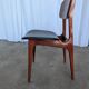 Vintage Mid-Century Wooden Dining Chair with Black Leather Seat