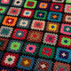 Vintage wool granny crochet plaid blanket 2.2 x 2.2m