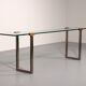 Table d'appoint en verre et laiton par Peter Ghyczy modèle T54 1970