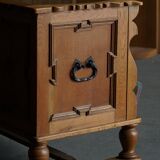 Oak canapé adorned with original upholstery, Nordic classicism, Sweden, 1930s.