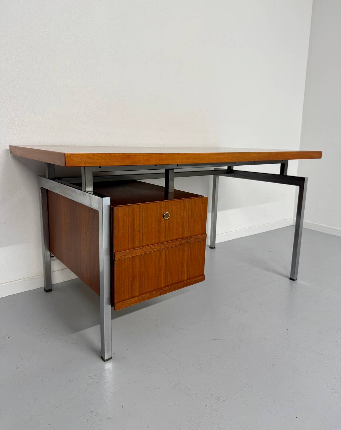 Teak and metal desk designed by George Frydman Efa 1960s vintage
