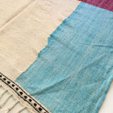 Moroccan Berber Kilim carpet ecru with colorful flats 264x204cm