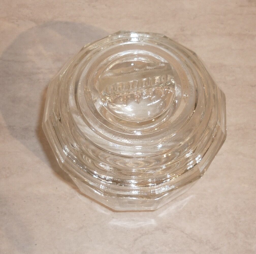 Sucrier de table en verre moulé transparent art déco