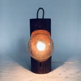 Brutalist wooden table or wall lamp attributed to Temde Leuchten, Switzerland, 1960s.