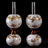 Pair of quinquet in white opaline from Baccarat house early nineteenth century
