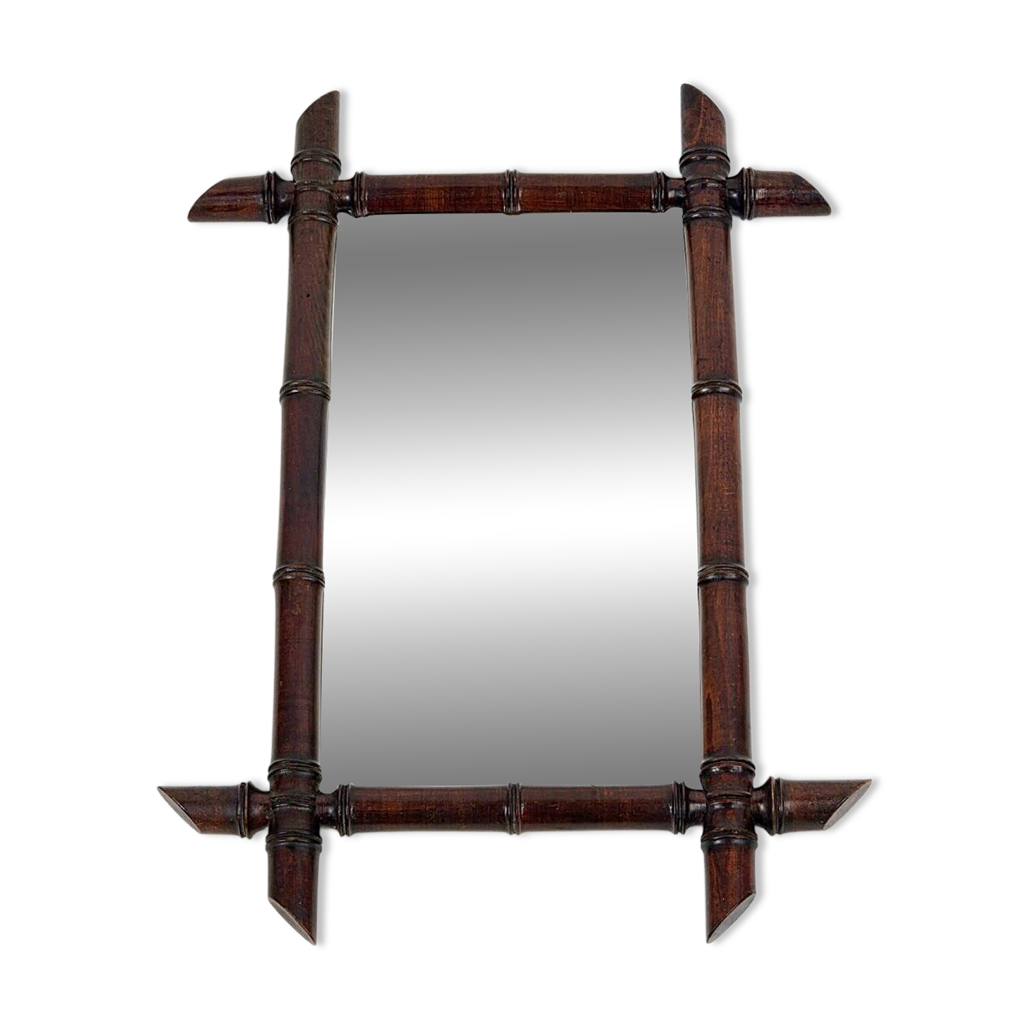 Art Nouveau Wooden Faux Bamboo Mirror, France, 1920