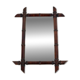Art Nouveau Wooden Faux Bamboo Mirror, France, 1920