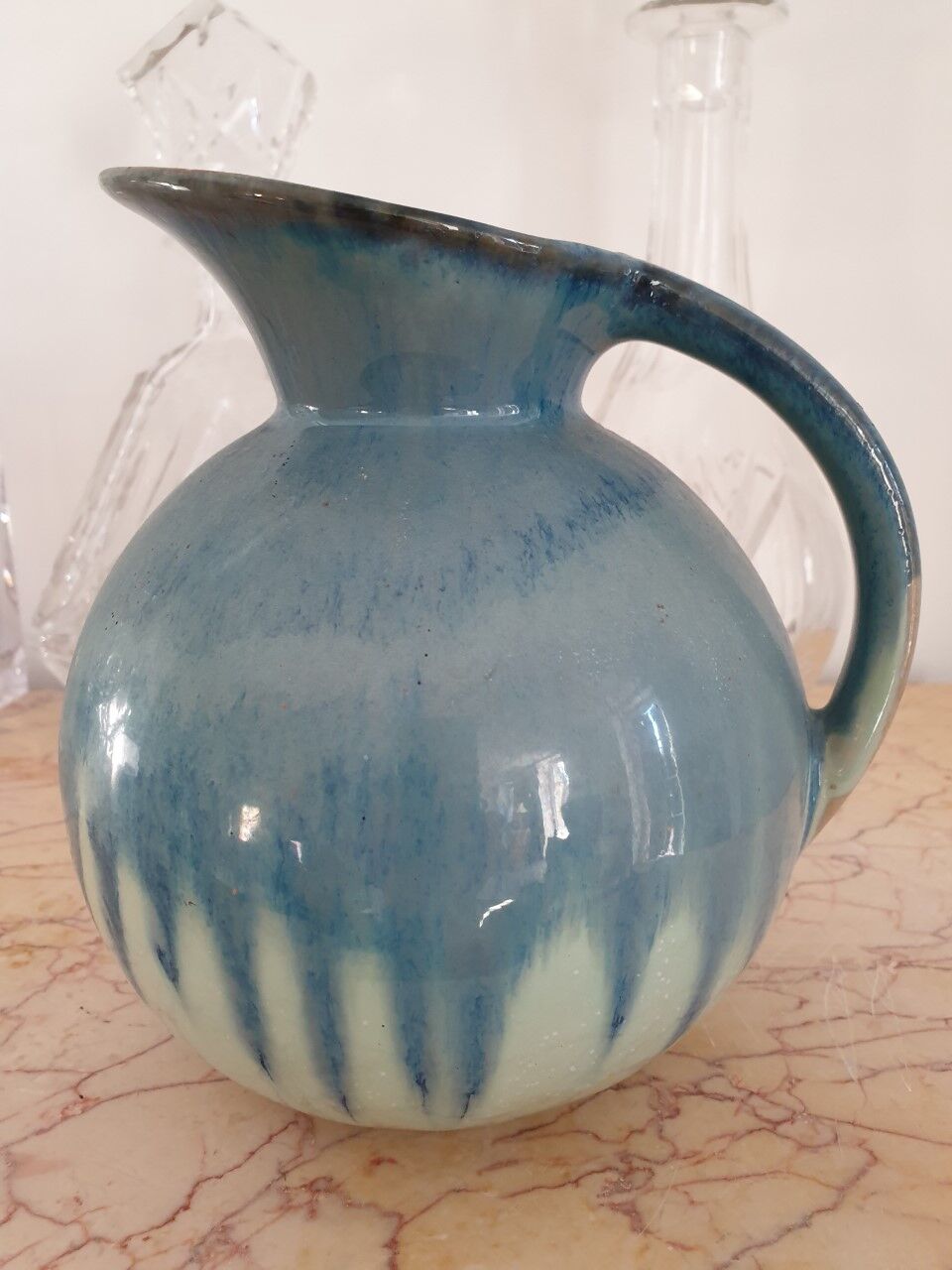 Glazed ceramic pitcher