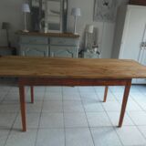 Vintage farm table, beech base and belt, pitch pine top.