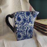 Vintage rectangular white and blue pitcher, Victoria ironstone