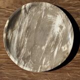Petrified wood vide poche, circular dish or plate in light beige D25.