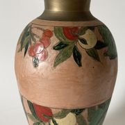 Large enamelled brass vase