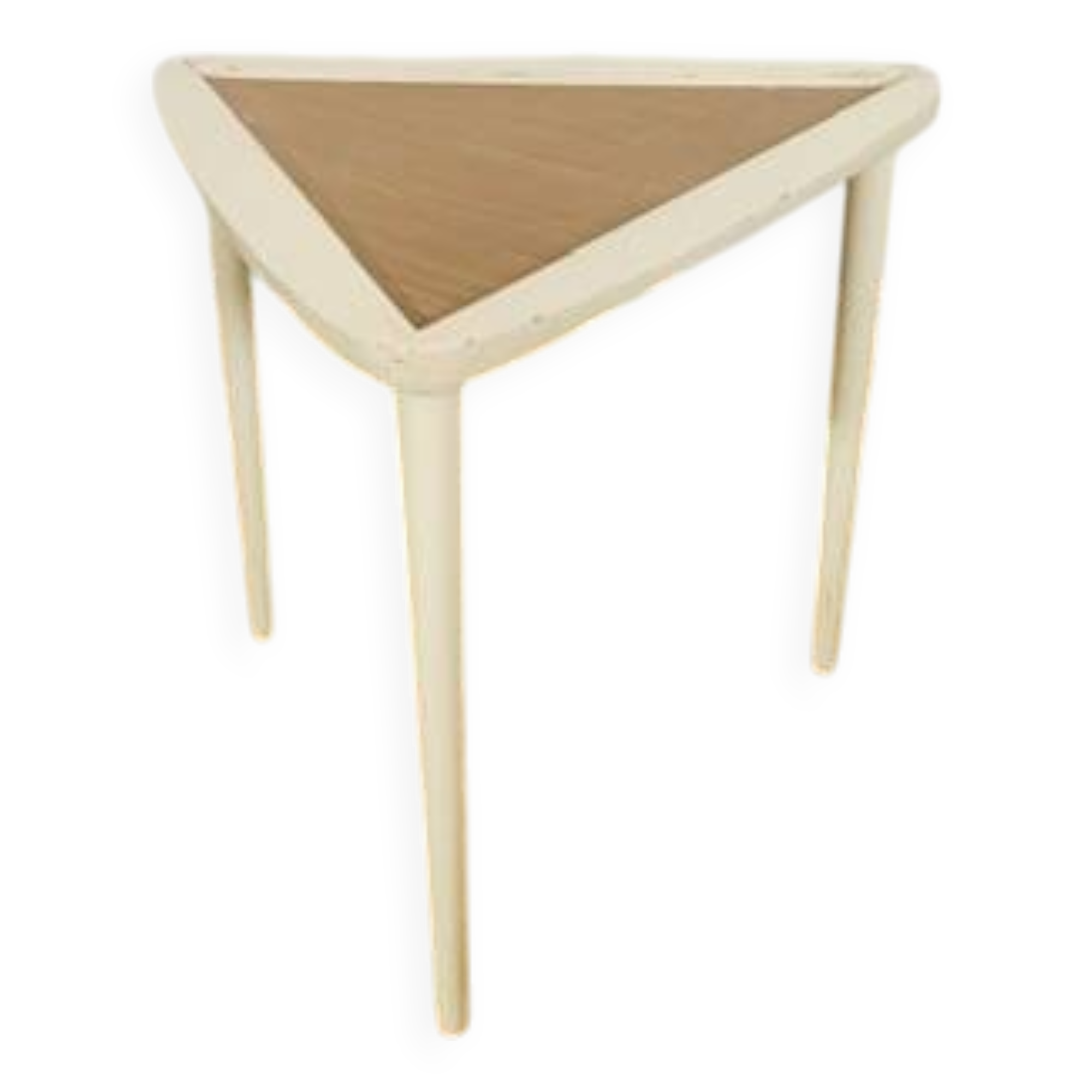 Arthur Umanoff white and wood tripod coffee table