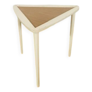 table basse tripode blanche et bois Arthur Umanoff