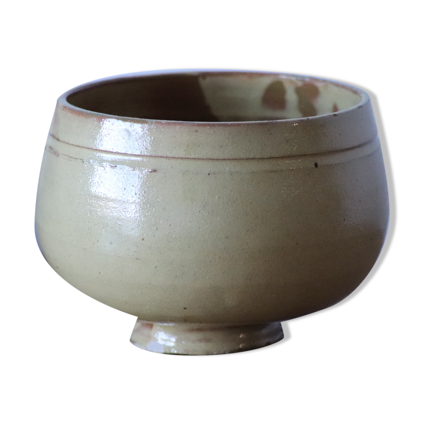 Ball vase in pale yellow glazed sandstone