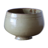 Vase boule en grès vernissé jaune pâle