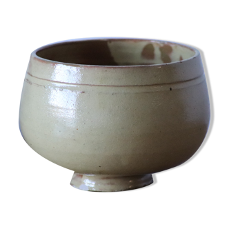 Ball vase in pale yellow glazed sandstone