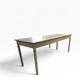 Vintage industrial table with a Formica top and wooden accents.