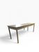 Vintage industrial table with a Formica top and wooden accents.