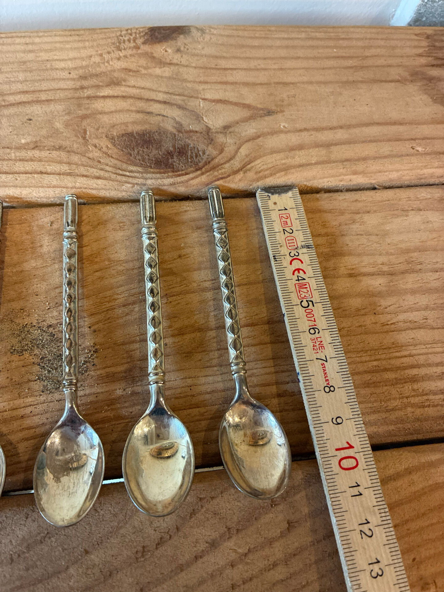 Set of 5 silver-plated moka/café spoons – Geometric pattern Ar