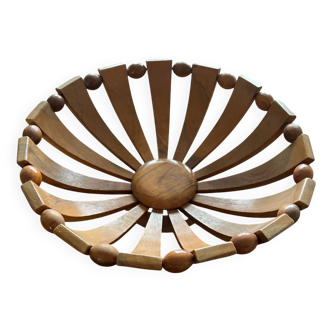 Art deco fruit bowl in olive wood