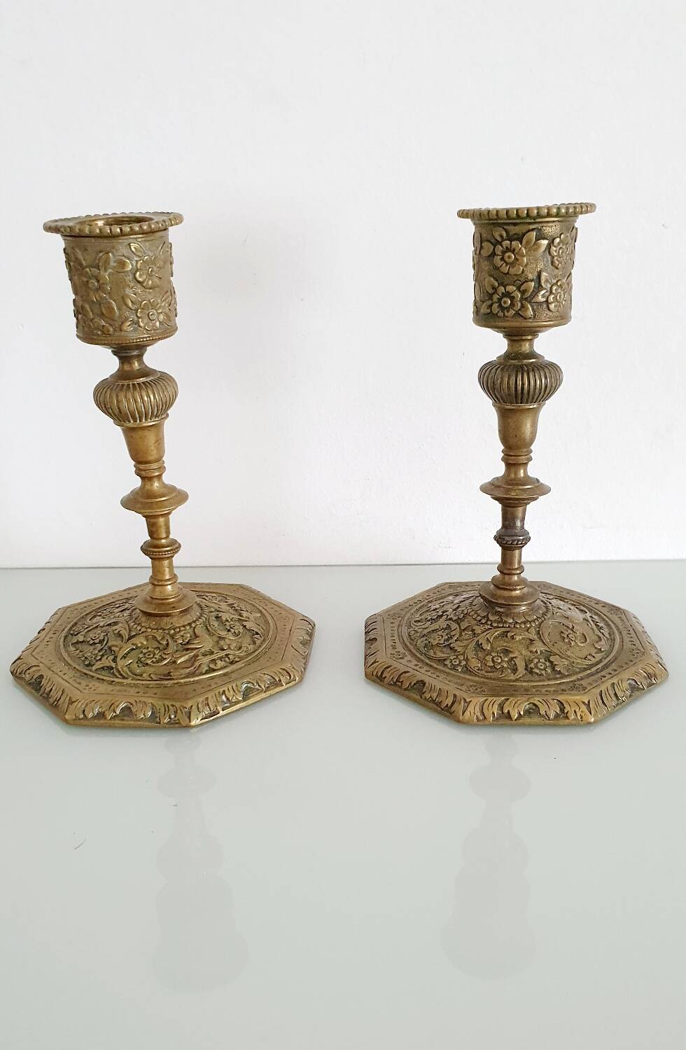 Pair of gilt bronze candlesticks signed Alfred Daubrée, Napoleon III