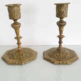 Pair of gilt bronze candlesticks signed Alfred Daubrée, Napoleon III