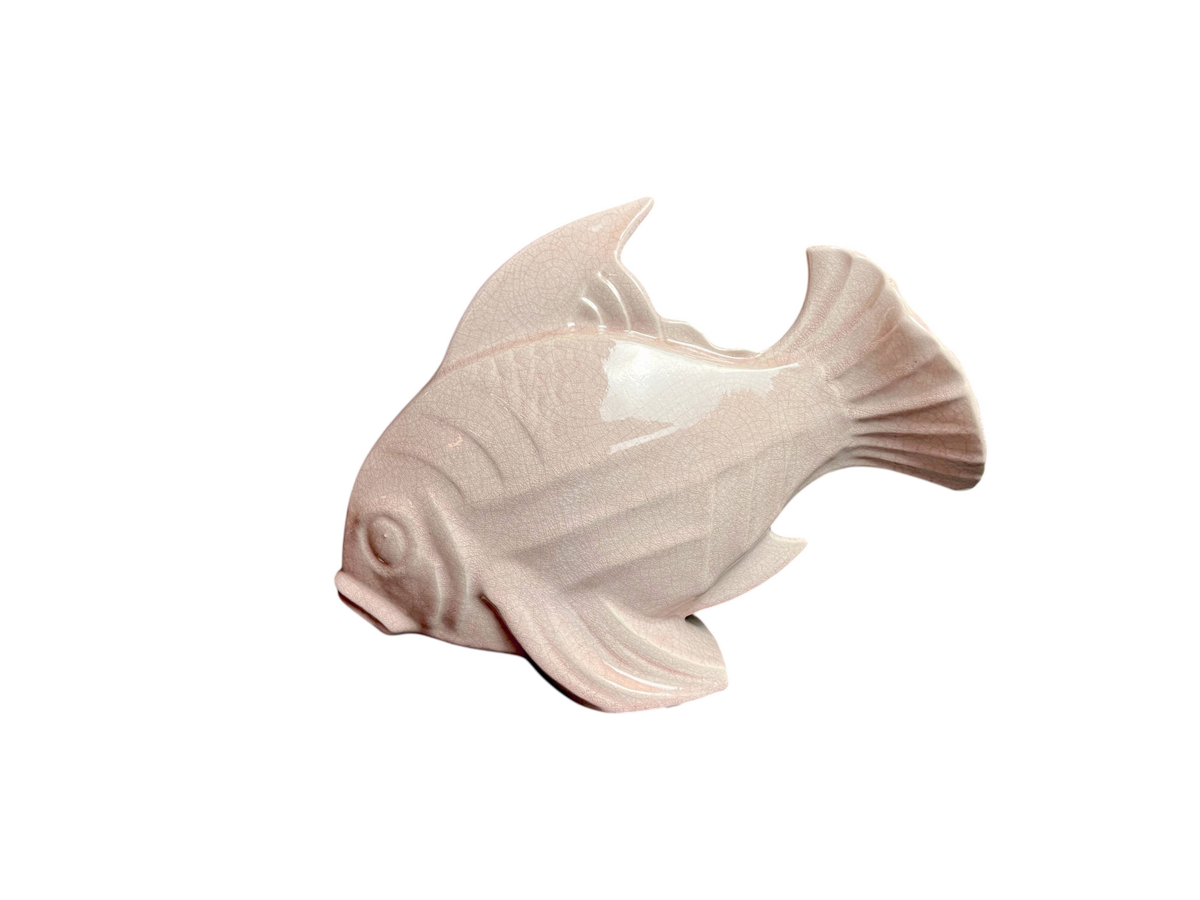 Art Deco, crackled ceramic fish Le Jan circa 1940