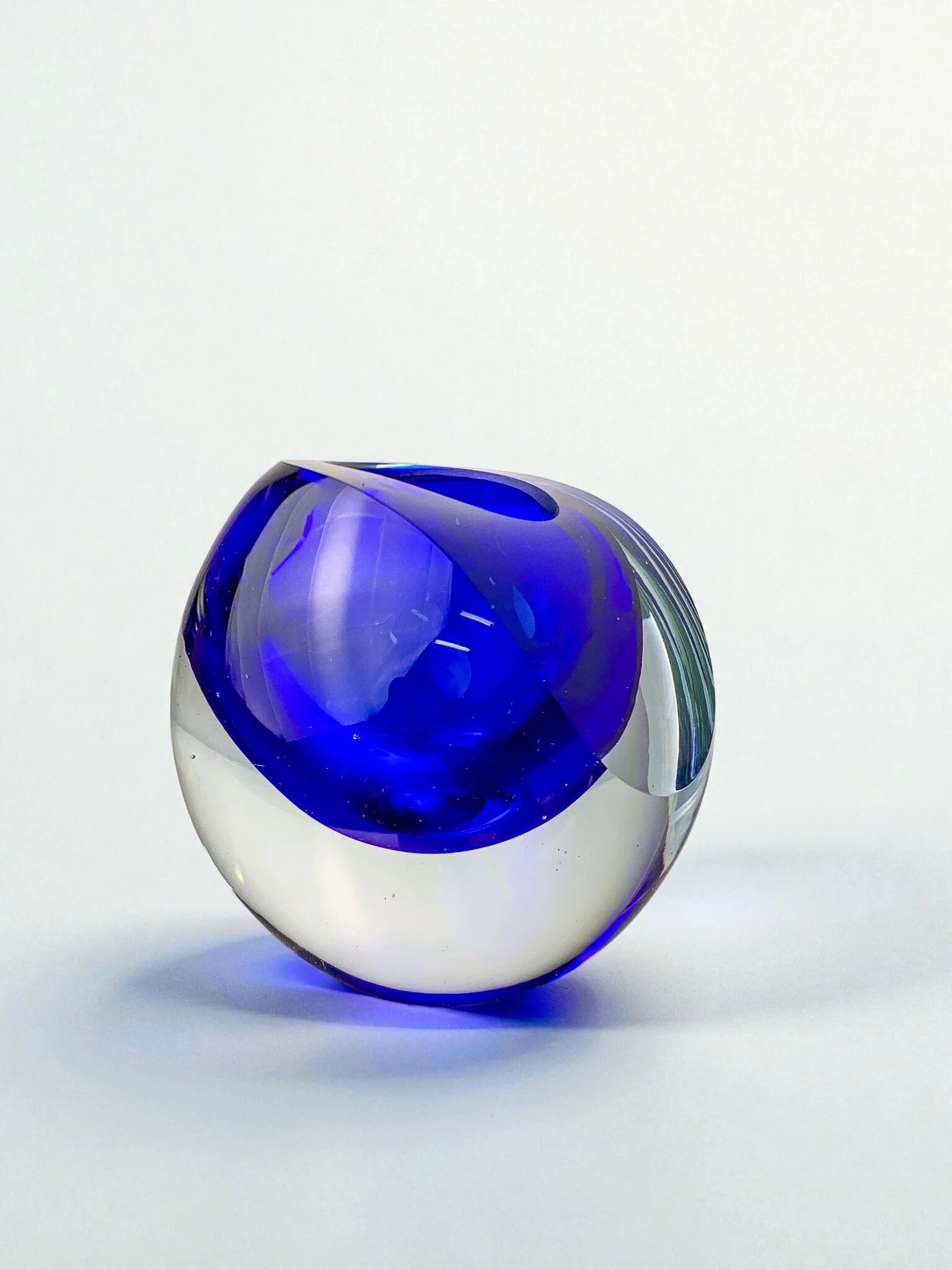 Italian blue Sommerso candleholder by Seguso, Murano, 1970s