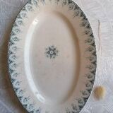 Oval dish and delight earthenware blue iron earth model Boulogne crockery nineteenth century
